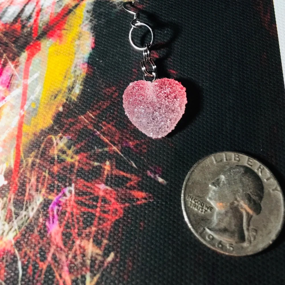 Blue Kawaii Candy Soft Gummy Heart Ombré Handmade Stainless Steel Earrings - Picture 15 of 15